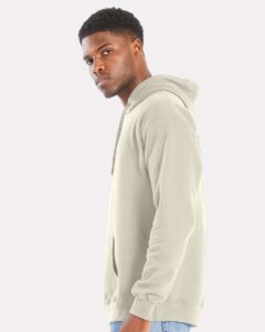 Hanes RS170 Unisex Perfect Sweats Hooded Sweatshirt – Sand (on model side)