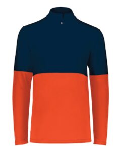 Holloway 223500 Men’s Momentum Team Quarter-Zip Pullover – Orange/ Navy
