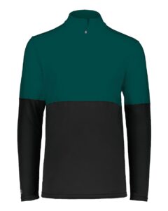 Holloway 223500 Men’s Momentum Team Quarter-Zip Pullover – Black/ Dark Green