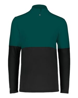Holloway 223500 Men’s Momentum Team Quarter-Zip Pullover – Black/ Dark Green