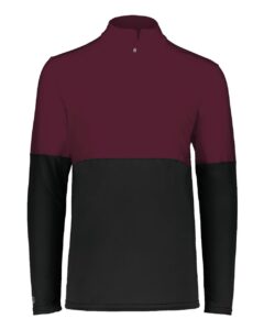 Holloway 223500 Men’s Momentum Team Quarter-Zip Pullover – Black/ Maroon