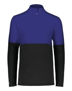 Holloway 223500 Men’s Momentum Team Quarter-Zip Pullover – Black/ Purple