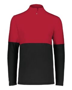 Holloway 223600 Youth Momentum Team Quarter-Zip Pullover – Black/ Scarlet