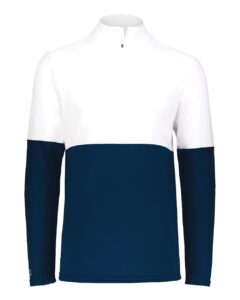 Holloway 223600 Youth Momentum Team Quarter-Zip Pullover – Navy/ White