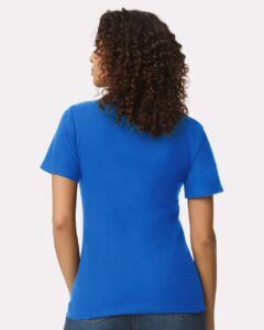 Gildan 64800L Women’s Softstyle® Pique Polo – Royal (on model back)