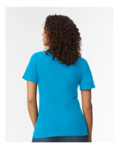 Gildan 64800L Women’s Softstyle® Pique Polo – Sapphire (on model back)