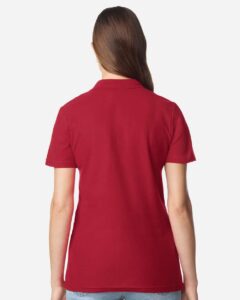 Gildan 64800L Women’s Softstyle® Pique Polo – Cherry Red (on model back)