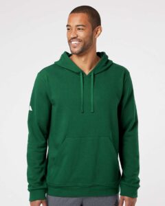 Adidas A432 Unisex Fleece Hooded Sweatshirt – Collegiate Green (on model)