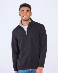 Boxercraft BM5202 Unisex Fleece Quarter-Zip Pullover – Black (on model)