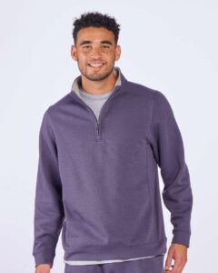 Boxercraft BM5202 Unisex Fleece Quarter-Zip Pullover – Mystic (on model)