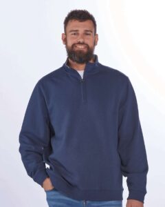 Boxercraft BM5202 Unisex Fleece Quarter-Zip Pullover – Navy (on model)