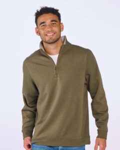 Boxercraft BM5202 Unisex Fleece Quarter-Zip Pullover – Olive (on model)