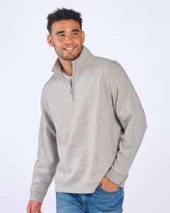 Boxercraft BM5202 Unisex Fleece Quarter-Zip Pullover – Oxford Heather (on model)