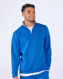 Boxercraft BM5202 Unisex Fleece Quarter-Zip Pullover – True Royal (on model)