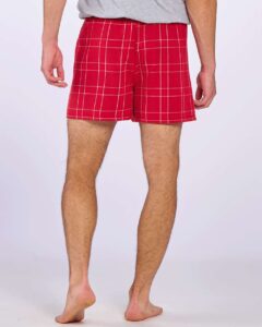Boxercraft BM6701 Men’s Double Brushed Flannel Boxers – Crimson Field Day Plaid (on model back)
