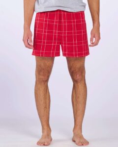 Boxercraft BM6701 Men’s Double Brushed Flannel Boxers – Crimson Field Day Plaid (on model)