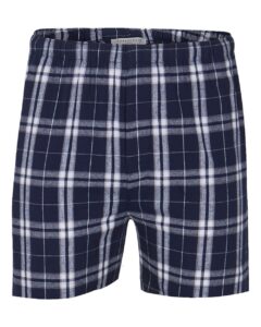 Boxercraft BM6701 Men’s Double Brushed Flannel Boxers – Navy/ Silver Plaid