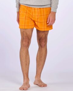 Boxercraft BM6701 Men’s Double Brushed Flannel Boxers – Orange Field Day Plaid (on model)