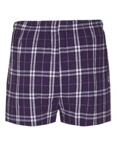 Boxercraft BM6701 Men’s Double Brushed Flannel Boxers – Purple/ White Plaid (back)