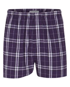 Boxercraft BM6701 Men’s Double Brushed Flannel Boxers – Purple/ White Plaid