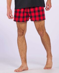 Boxercraft BM6701 Men’s Double Brushed Flannel Boxers – Red/ Black Buffalo (on model)