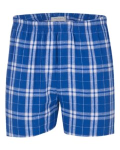 Boxercraft BM6701 Men’s Double Brushed Flannel Boxers – Royal/ Silver Plaid
