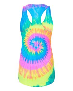 Colortone 3400 Women’s Tie-Dyed Racerback Tank Top – Neon Rainbow (back)
