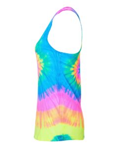 Colortone 3400 Women’s Tie-Dyed Racerback Tank Top – Neon Rainbow (side)