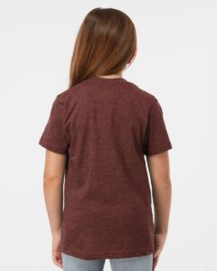 Tultex 235 Youth Fine Jersey T-Shirt – Heather Burgundy (on model back)