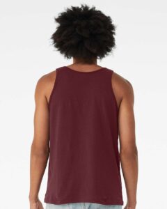 BELLA + CANVAS 3480 Jersey Tank – Maroon (on model back)