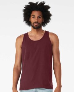 BELLA + CANVAS 3480 Jersey Tank – Maroon (on model)
