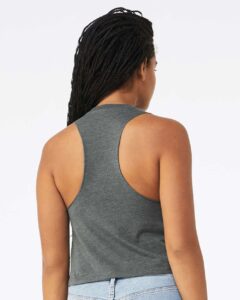 BELLA + CANVAS 6682 Women’s Racerback Crop Tank – Deep Heather (on model back)