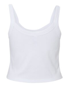 BELLA + CANVAS 1012 Women’s Micro Rib Spaghetti Strap Tank – Solid White Blend (back)