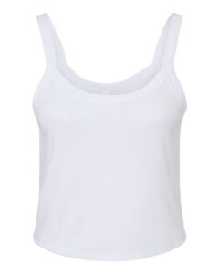 BELLA + CANVAS 1012 Women’s Micro Rib Spaghetti Strap Tank – Solid White Blend