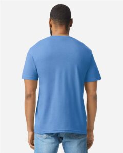 Gildan 64000CVC Unisex Softstyle® CVC T-Shirt – Carolina Blue Mist (on model back)