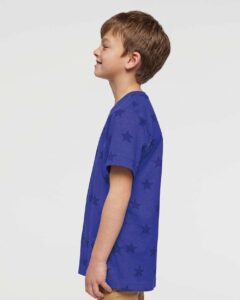 Code Five 2229 Youth Star Print Tee – Royal Star (on model side)