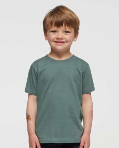 Rabbit Skins 3321 Toddler Fine Jersey Tee – Basil (on model)
