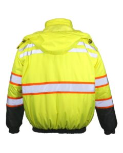Kishigo JS156 Unisex Economy Contrast Class 3 Bomber Jacket – Lime (back)