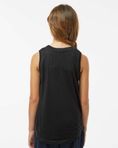 LAT 2692 Girls’ Relaxed Fine Jersey Tank – Black (on model back)