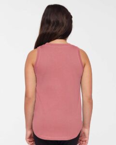 LAT 2692 Girls’ Relaxed Fine Jersey Tank – Mauvelous (on model back)