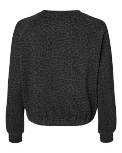 LAT 3528 Women’s Relaxed Boxy Crewneck Sweatshirt – Black Leopard (back)