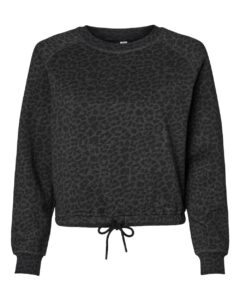 LAT 3528 Women’s Relaxed Boxy Crewneck Sweatshirt – Black Leopard