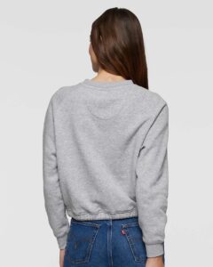 LAT 3528 Women’s Relaxed Boxy Crewneck Sweatshirt – Heather (on model back)