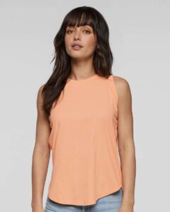 LAT 3592 Women’s Relaxed Fine Jersey Tank – Peachy (on model)