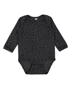 Rabbit Skins 4421 Infant Fine Jersey Long Sleeve Bodysuit – Black Leopard