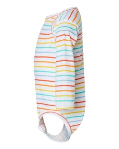 Rabbit Skins 4421 Infant Fine Jersey Long Sleeve Bodysuit – Rainbow Stripe (side)