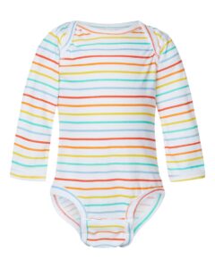 Rabbit Skins 4421 Infant Fine Jersey Long Sleeve Bodysuit – Rainbow Stripe