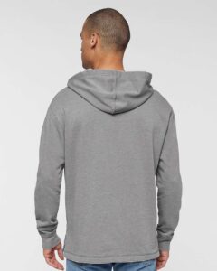 LAT 6936 Unisex Vintage Wash Hoodie Sweatshirt – Washed Grey (on model back)