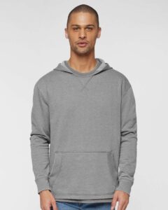 LAT 6936 Unisex Vintage Wash Hoodie Sweatshirt – Washed Grey (on model)