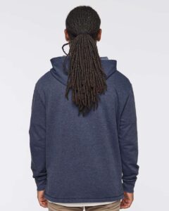 LAT 6936 Unisex Vintage Wash Hoodie Sweatshirt – Washed Navy (on model back)